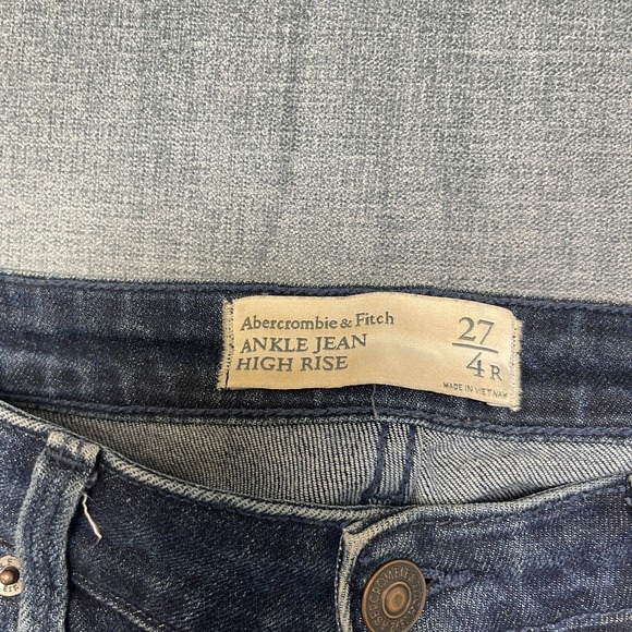 Abercrombie & Fitch Ankle Jeans Womens 4/27 Blue Denim Cotton High Rise Raw Hem - Picture 14 of 15